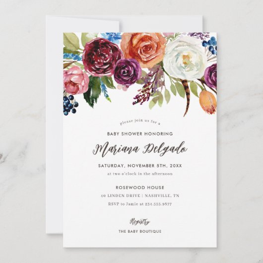 Najaarsuitnodiging van Boho Blooms Baby shower Kaart (Voorkant)