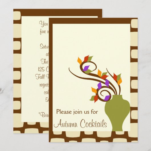 Najaarsuitnodiging van Cocktail Party Kaart (Voorkant / Achterkant)