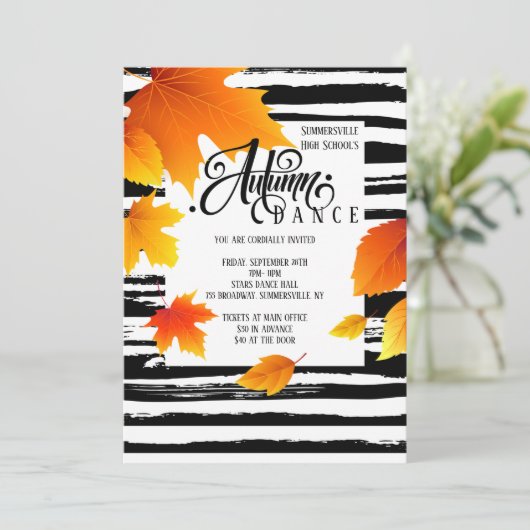 Najaarsuitnodiging van de School Dance Kaart (Staand voorkant)