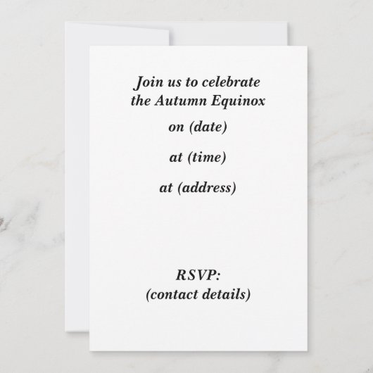 Najaarsuitnodiging van Equinox Kaart (Achterkant)