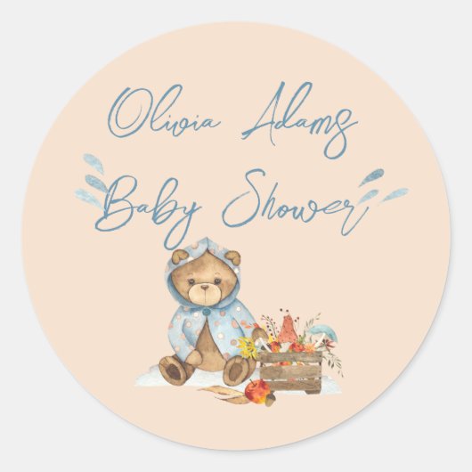 Najaarsuitnodiging van het Baby shower van het Bee Ronde Sticker (Voorkant)