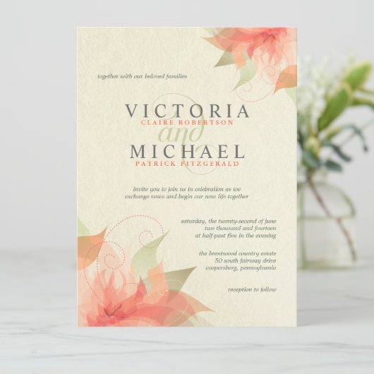 Najaarsuitnodiging van het Sinaasappel en de Flora Kaart (Staand voorkant)