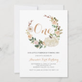 Najaarsuitnodiging van White Glitter Pumpkin Birth Kaart (Voorkant)