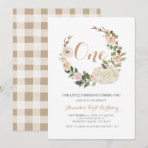 Najaarsuitnodiging van White Glitter Pumpkin Birth