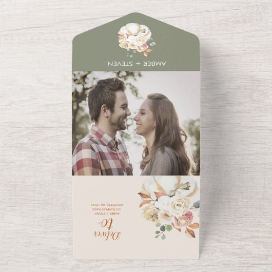 Najaarsuitnodiging voor drieledige weddenschappen all in one uitnodiging (Buitenkant)