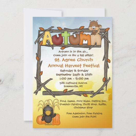 Najaarsuitnodiging voor een affaire kaart (Voorkant)