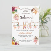 Najaarsuitnodiging voor een meisje van de derde ve kaart (Staand voorkant)