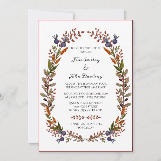 Najaarsuitnodiging voor het huwelijk kaart (Voorkant)