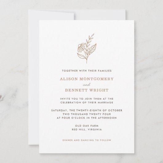 Najaarsuitnodiging voor het huwelijk van Sprig Kaart (Voorkant)