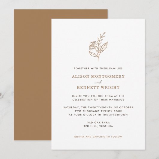 Najaarsuitnodiging voor het huwelijk van Sprig Kaart (Voorkant / Achterkant)