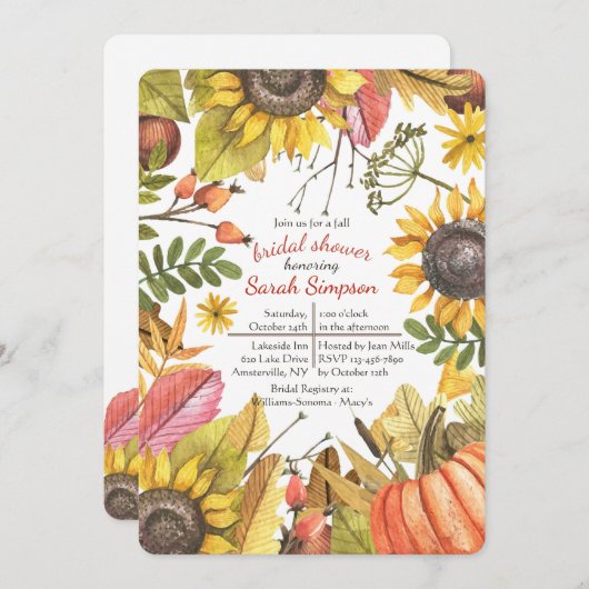 Najaarsuitnodiging voor Waterverf Kaart (Voorkant / Achterkant)