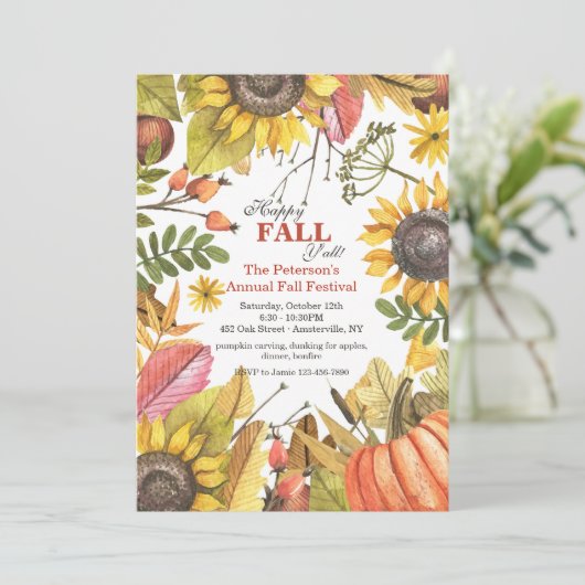 Najaarsuitnodiging Waterverf Kaart (Staand voorkant)