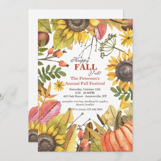 Najaarsuitnodiging Waterverf Kaart (Voorkant / Achterkant)