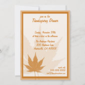 Najaarsuitnodigingen van Leaf Thanksgiving Dinner  Kaart (Achterkant)