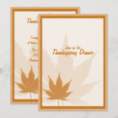 Najaarsuitnodigingen van Leaf Thanksgiving Dinner  Kaart (Voorkant / Achterkant)