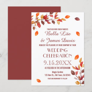 Najaarsuitzending Herfst Leafs Wedding Invitations Kaart