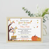 Najaarsviering laat Baby shower-uitnodiging vallen Kaart (Staand voorkant)