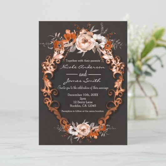 Najaarsviering Sinaasappel Floral Flowers Kaart (Staand voorkant)