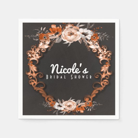 Najaarsviering Sinaasappel Floral Flowers Servet (Voorkant)