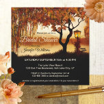 Najaarsviering Uitzicht Bridal Shower Invitation Kaart<br><div class="desc">Een bruiddoucheuitnodiging met een feestelijke lantaarn en kleurrijke herfstboom die een romantisch meer over het hoofd ziet. De achterkant van deze uitnodiging heeft een stijlvolle gouden gradiënt op een ondoordacht design.</div>