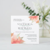 Najaarsviering van het Oranje Floral Square Weddin Kaart (Staand voorkant)