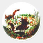 Najaarsvierkant in het wild ronde sticker (Voorkant)