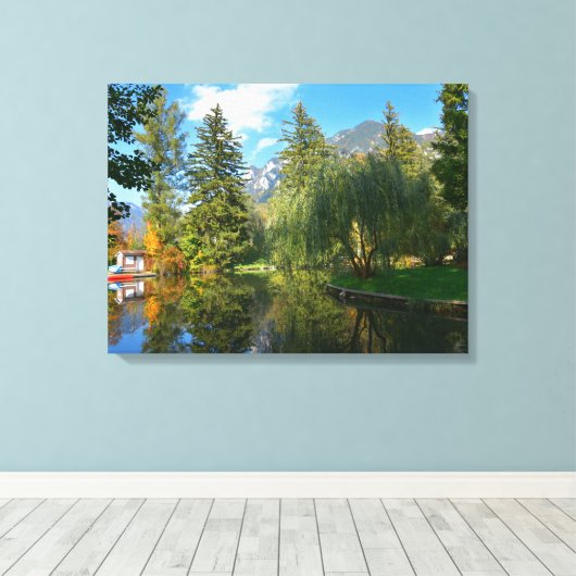 Najaarsvijver idyll canvas afdruk (Insitu (Houten vloer))