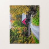 Najaarswandelen door overdekte brug legpuzzel (Verticaal)