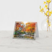 Najaarswaterval en rivier met aangepaste tekst kaart (Gele Bloem)