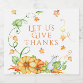 NajaarsWaterverf Pumpkin Floral Thanksgiving Bier Etiket (Enkel label)