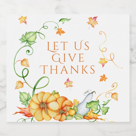 NajaarsWaterverf Pumpkin Floral Thanksgiving Bier Etiket (Enkel label)