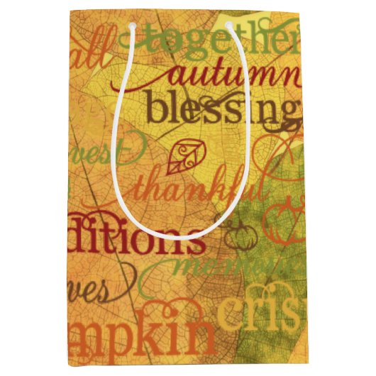 Najaarswoorden en bladeren medium cadeauzakje (Voorkant)
