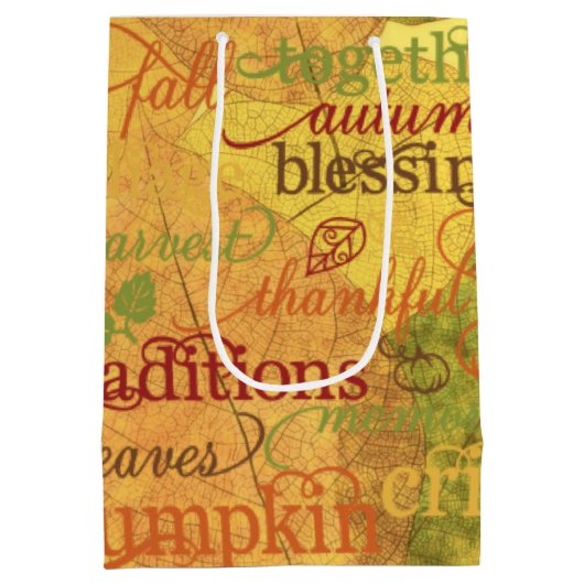 Najaarswoorden en bladeren medium cadeauzakje (Achterkant)