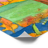 Najaarszonsondergang Waterverf landschapsschilderi Poster (Hoek)