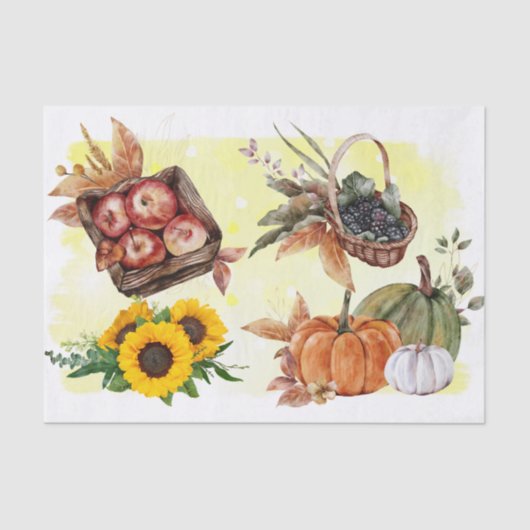 NajaarThanksgiving zonnebloemen Pumpkin Harvest Tissuepapier (Voorkant)