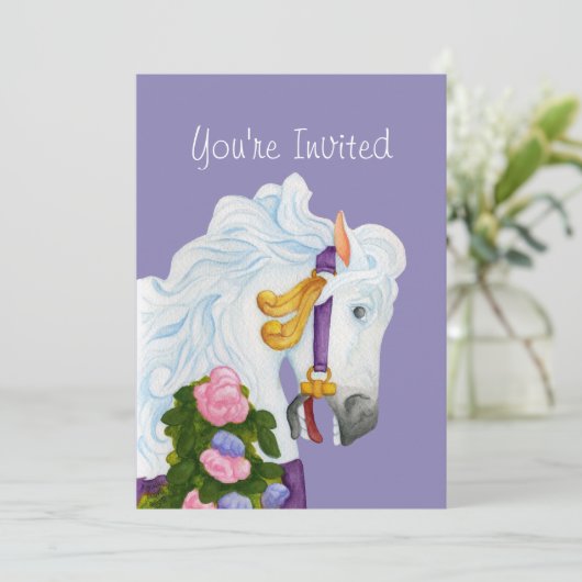 Najira Carousel Horse Invitation Kaart (Staand voorkant)