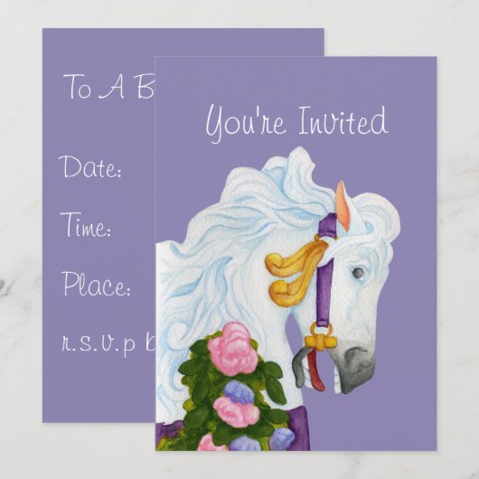 Najira Carousel Horse Invitation Kaart (Voorkant / Achterkant)