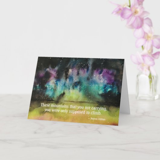 Najwa Zebian Carrying Mountains Quote Blank Card Kaart (Orchidee)
