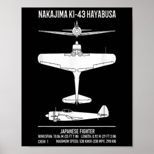 Nakajima Ki-43 Hayabusa Japans gevechtsvliegtuig Poster