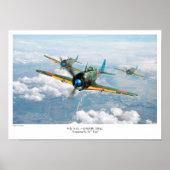 Nakajima Ki-44"Tojo" 中島 44 二 戦 闘"" 式 Poster (Voorkant)