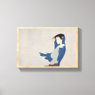 Nakajima Kiyoshi Fijne Regen Japanse vrouw kunst Canvas Afdruk