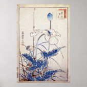 Nakayama Sugakudo Bird over Poppies Poster (Voorkant)