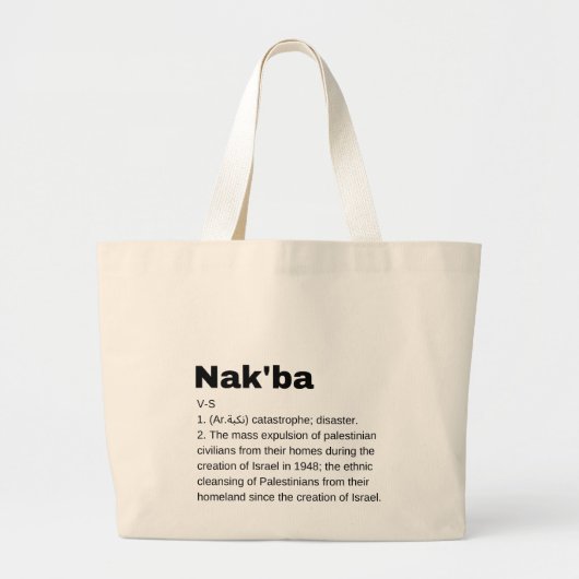 Nakba Betekenis ontwerp Nakba Definitie tekst Grote Tote Bag (Voorkant)