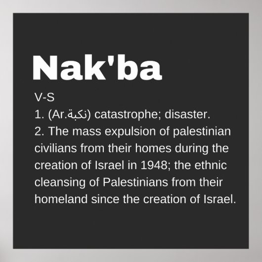 Nakba Betekenis ontwerp Nakba Definitie tekst Poster (Voorkant)