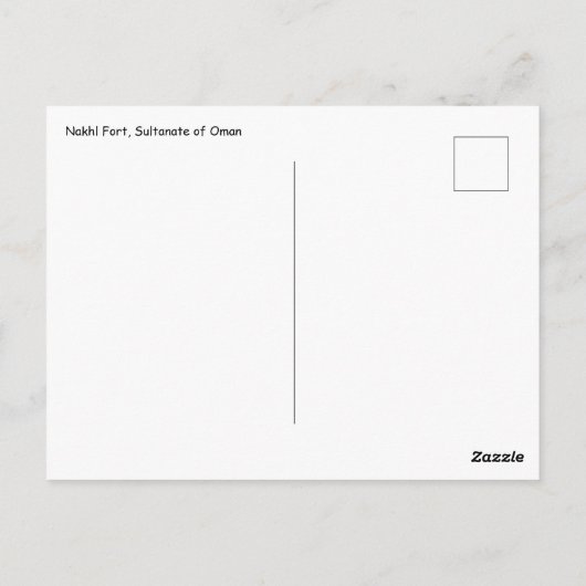 Nakhl Fort, Oman Briefkaart (Achterkant)