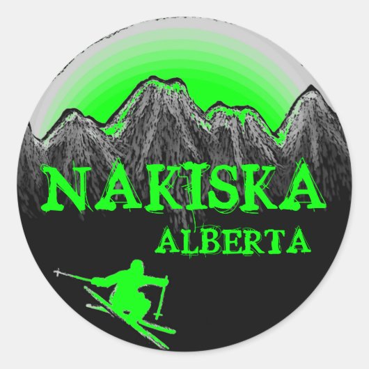 Nakiska Alberta Canada groene skiër stickers (Voorkant)