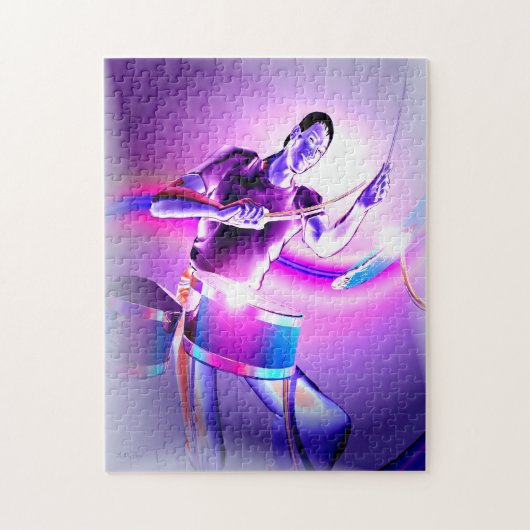 Nakloppen — Paarse drummer Legpuzzel (Verticaal)