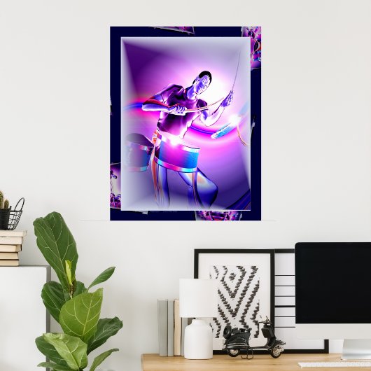 Nakloppen — Paarse drummer Poster (Thuiskantoor)