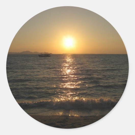 Naklua Beach Sunset ... Pattaya, Chonburi, Thailan Ronde Sticker (Voorkant)