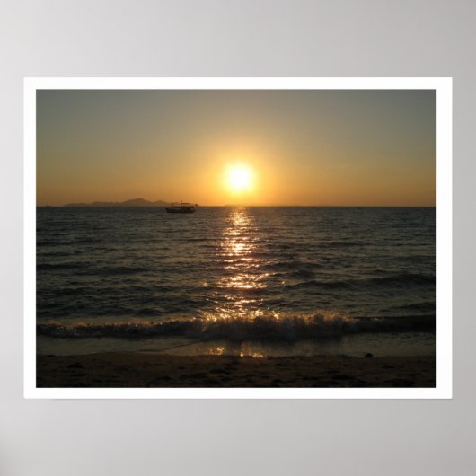 Naklua Beach Zonsondergang .. Pattaya, Chonburi, T Poster (Voorkant)